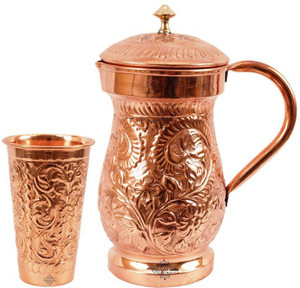 Indian art villa Designer Jug with Lid, 1 Designer Lassi Glass Water Jug Set