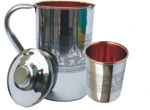 VEDA HOME & LIFESTYLE STEEL COPPER EMBOSSED JUG SET MEDIUM Water Jug Set
