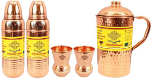 IndianArtVilla Set of 1 Jug with 2 Bottle & 2 Glass Water Jug Set