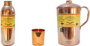 Indian Craft Villa 1 Bottle ll 1 Glass ll 1 Jug Good Health Benefits Yoga, Ayurveda Home Decorate Kitchen Dinning Ware Travel Bottle Gift Item Water Jug Set
