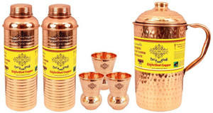 IndianArtVilla Set of 1 Jug with 2 Bottle & 3 Glass Water Jug Set