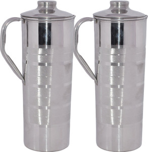 Prisha India Craft (900 ml) Luxury Design Handmade Stainless Steel Bottle Capacity 0.9 L Water Jug Set
