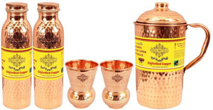 IndianArtVilla Set of 1 Jug with 2 Bottle & 2 Glass Water Jug Set