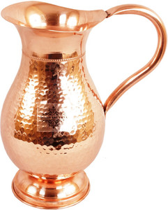 Indian Art Villa Copper Hammered Jug Pitcher, Benefit Yoga Ayurveda Healing Water Jug