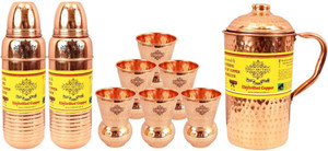IndianArtVilla Set of 1 Jug with 2 Bottle & 6 Glass Water Jug Set