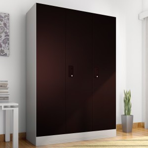 godrej interio slimline 3 door with locker metal almirah(finish color - wine red)