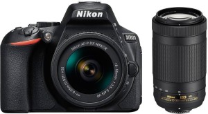 nikon d5600 l1 dslr camera body with lens: af-p dx nikkor 18-55 mm + 70-300mm(black)