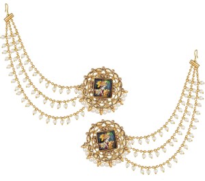LUXOR Temple Jewellery Bahubali Long chain Jhumkhi Jhumkha Pearl Diamond Alloy Jhumki Earring