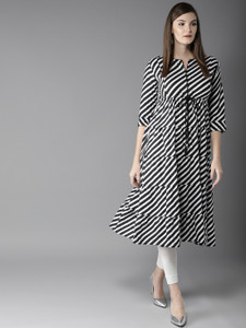HERE NOW Women Striped A line Kurta Buy HERE NOW Women Striped A