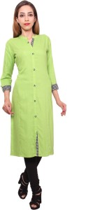 mokshi women solid straight kurta(green) KU061GRN