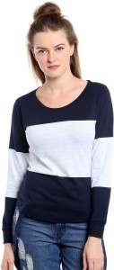 the dry state color block women round neck grey, dark blue t-shirt 2017