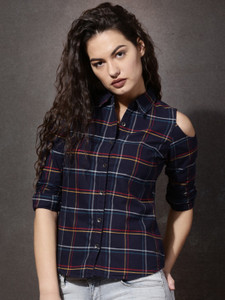 Women's checkered casual shirt clearance