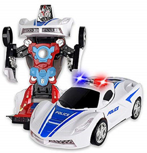 NV COLLECTION kids Transformer Police Robot Car with Light Music