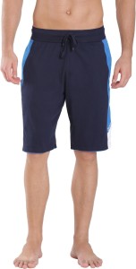 jockey solid men dark blue gym shorts 9415Navy & Neon Blue