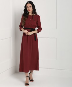 sassafras women maxi maroon dress SFDRSS1058