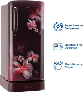 LG 190 L Direct Cool Single Door 3 Star (2020) Refrigerator with Base Drawer(Scarlet Plumeria, GL-D201ASPX)