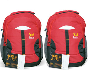 Leviya Office College School Backpack Bag 201 Red Pack of 2
