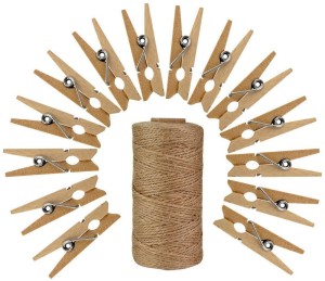 PRANSUNITA 50 pcs Small Natural Wooden Clothespins with 10 MTS Jute Twine  Thread - 50 pcs Small Natural Wooden Clothespins with 10 MTS Jute Twine  Thread . Buy Small Natural Wooden Clothespins