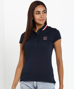 TOMMY HILFIGER Solid Women Polo Neck Dark Blue T Shirt Buy TOMMY HILFIGER Solid Women Polo Neck Dark Blue T Shirt Online at Best Prices in India Flipkart