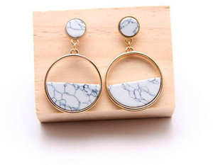 White online marble earrings