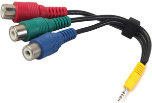 Etake TV out Cable 3.5 mm Male to 3 RCA Female Component Green