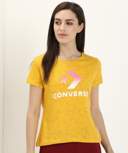 Converse Printed Women Round Neck Yellow T Shirt Buy Converse Printed Women Round Neck Yellow T Shirt Online at Best Prices in India Flipkart