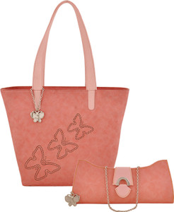 Buy Butterflies Women Pink Beige Hand held Bag Baby Pink Online