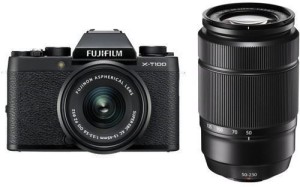 fujifilm x-t100 mirrorless camera dual kit with 15-45mm + 50-230mm lens kit(black)