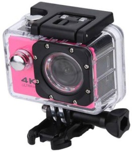 lizzie 4k wifi under water biker camera video photo 30m waterproof lens sports and action camera(pink, 16 mp)