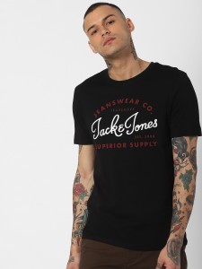 ærme Opførsel Tvunget JACK & JONES Printed Men Round Neck Black T-Shirt - Buy JACK & JONES  Printed Men Round Neck Black T-Shirt Online at Best Prices in India |  Flipkart.com
