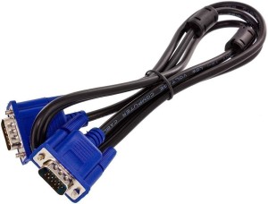 CUDU 15 Pin Male to Male VGA Cable 1.5 Meter 1.5 m VGA Cable(Compatible with computer, LCD, LED, CPU, Blue, Black, One Cable)