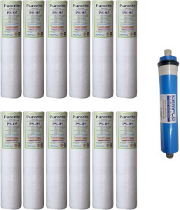 Kemflo Spun Filter Pack Of 12 Green With 75 GPD Membrane Solid Filter Cartridge(0.005, Pack of 12)