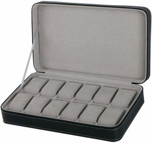HOUSE OF QUIRK 12 Grids PU Leather Travel Watch Storage Case