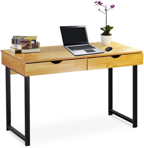 Lakdi Modern Contemporary Metal Frame Thick Rubber wood Top