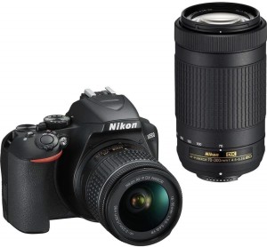 nikon d3500 dslr camera body with dual lens: 18-55 mm f/3.5-5.6 g vr and af-p dx nikkor 70-300 mm f/4.5-6.3g ed vr(black)