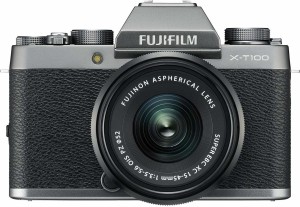 fujifilm x series x-t100 mirrorless camera body with xc 15 - 45 mm lens f3.5 - 5.6 ois pz(silver, black)