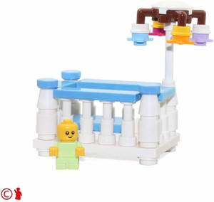 LEGO Bright Green Baby MiniFigure in Boy Crib with Spinning