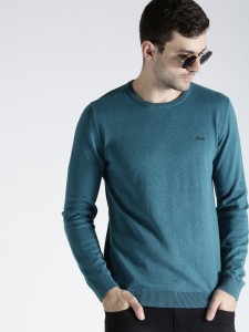 s.Oliver Solid Neck Casual Men Blue Sweater - Solid Round Neck Casual Men Blue Sweater Online at Best Prices in India | Flipkart.com