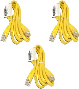 RIVER FOX 3 Pieces RJ45 CAT5E (1.5 meter) Patch Ethernet Network 1.5 m LAN Cable(Compatible with COMPUTER, LAPTOP, ROUTER, SWITCH, Yellow)