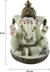 morpankh art vastu fengshui religious idols of lord ganesh premium statue, best choice for car dashboard decor decorative showpiece  -  9 cm(polyresin, white)