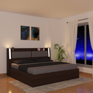 Okra Zen comfy LED light Engineered Wood King Hydraulic Bed Price