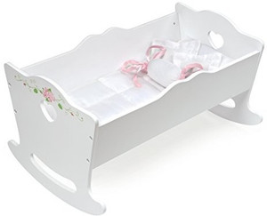 Badger Basket White Rose Doll Cradle Toy fits American Girl Dolls