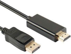 GIPTIP 1.9Meter DP to HDMI Cable Gold Plated DP 1.2 Display Port to HDMI Cable, 1080P Full HD Video for Desktop/Laptop/Notebook/Computer/PC to HDTV/Monitor/Projector [6ft] 1.9 m HDMI Cable(Compatible with Computer, Laptop Etc., Black, One Cable)