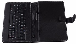 VibeX �� Universal 7 Inch Keyboard Leather Case For 7 Inch Wired USB Tablet Keyboard(Solid Black)