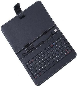 VibeX �� USB Keyboard Faux Leather Cover Case Bag for 7 Tablets Wired USB Tablet Keyboard(Black)