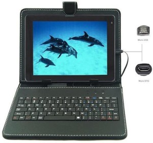 RHONNIUM �� KEYBOARD PU-LEATHER CASE FOR 7 TABLETS PC WITH MICRO USB CONNECTION Wired USB Tablet Keyboard(Ebony Black)