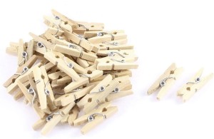 PRANSUNITA 50 pcs Small Natural Wooden Clothespins with 10 MTS