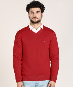 TOMMY HILFIGER Solid V Neck Casual Men Red Sweater Buy TOMMY HILFIGER Solid V Neck Casual Men Red Sweater Online at Best Prices in India Flipkart