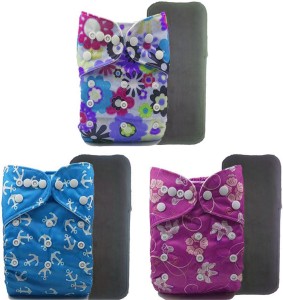 crawl'in Nappy with Charcoal Bamboo Inserts - Pack of 3-Flower Bucket - New Born