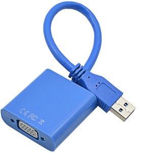 Tobo USB 3.0 to VGA Adapter External Video Card Multi Monitor Converter for Win 7/8/10 0.05 m VGA Cable(Compatible with Computers, Laptops, HDTV, Projectors, Blue, One Cable)